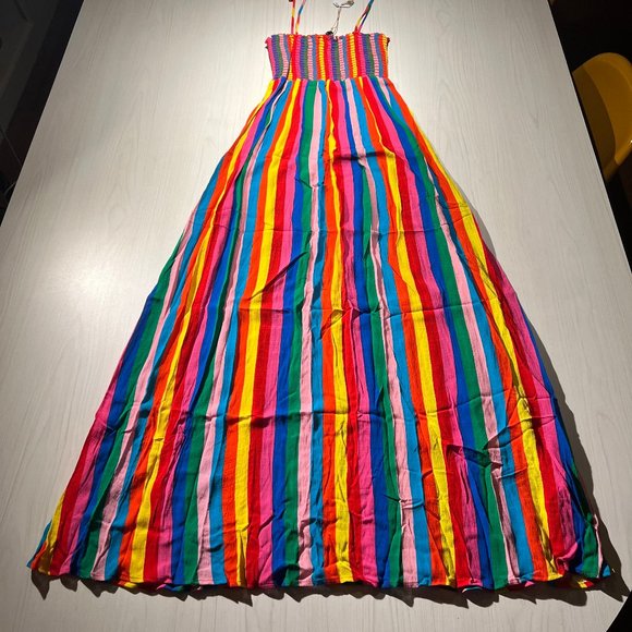 Show Me Your MuMu Rainbow Beach Maxi Strap Tube Top Dress  Medium NWT - Picture 1 of 8